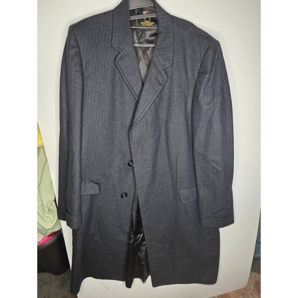 Vintage Hart Schaffner & Marx Herringbone Wool classic Coat Size L 44-in Length